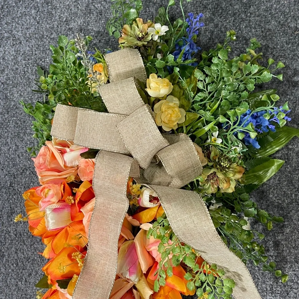 * Spring Easter Flower Carrot Wreath: Orange Tulip & Rose Mixed